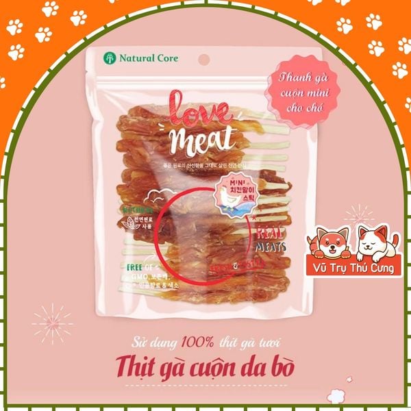 Snack cho chó cuộn Da bò Natural Core 160g - Vị thịt gà, thịt vịt