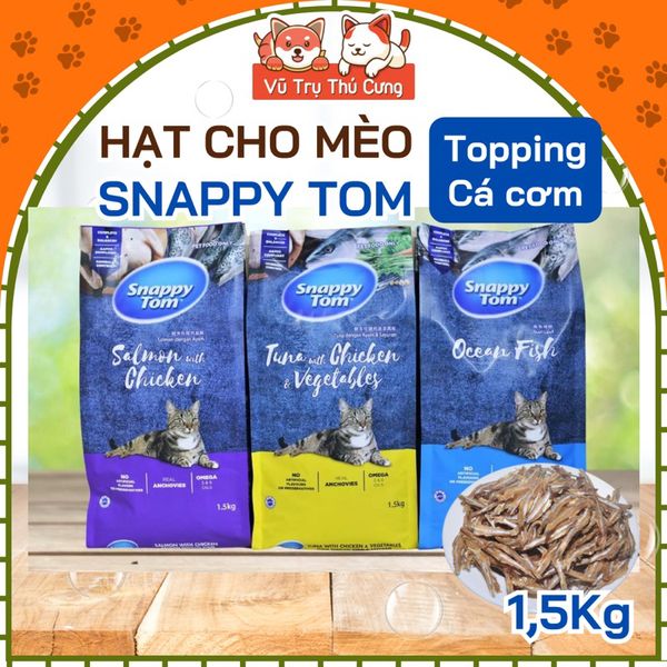 Hạt Snappy Tom topping Cá cơm dành cho Mèo 1.5Kg
