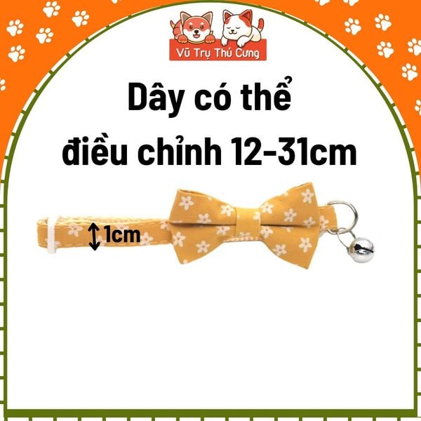 Vòng cổ cho chó mèo có lục lạc, đính nơ với nhiều họa tiết dễ thương