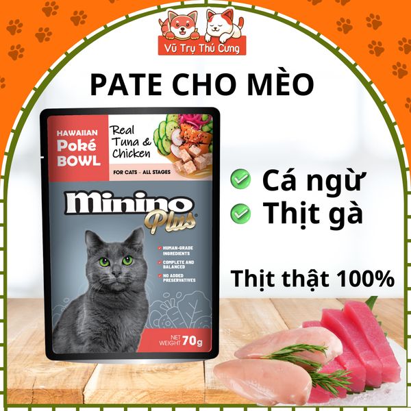 Pate Cho Mèo Mọi Lứa Tuổi Minino Cá Thịt Thật 70%