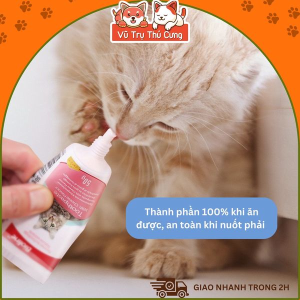 Kem đánh răng cho Mèo kèm bàn chải Bioline 50g, giúp làm sạch răng và giảm hôi miệng cho Mèo