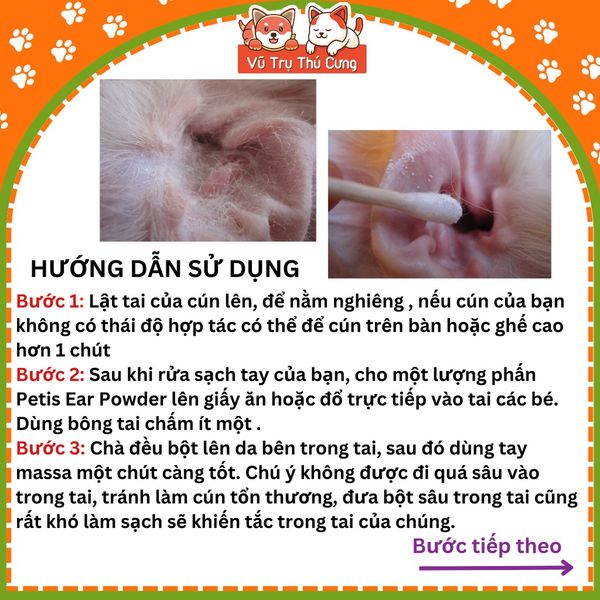 Bột nhổ lông tai Petis cho Chó Mèo 5g - Petis Ear Powder cho thú cưng