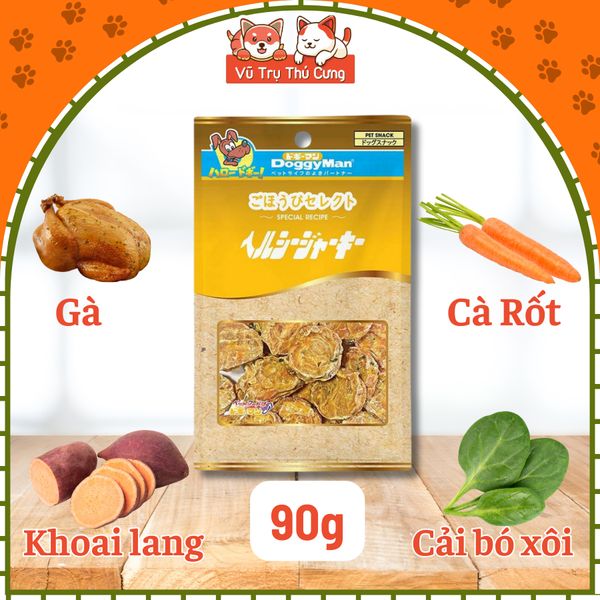 Snack Cho Chó Dạng Miếng Gà Sấy Bổ Sung Rau Củ DoggyMan 90g