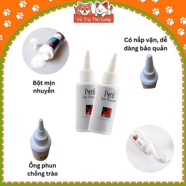 Bột nhổ lông tai Petis cho Chó Mèo 5g - Petis Ear Powder cho thú cưng