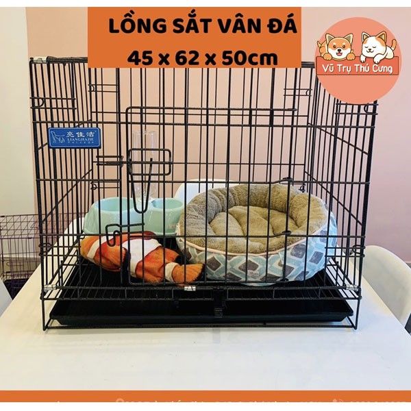 Chuồng sắt vân đá tĩnh điện nan dày không gỉ cho Chó mèo size vừa