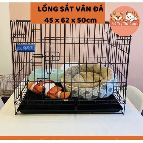 Chuồng sắt vân đá tĩnh điện nan dày không gỉ cho Chó mèo size vừa