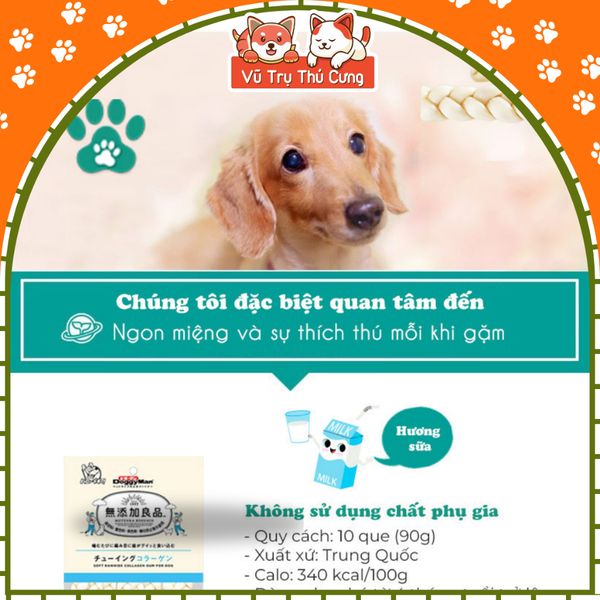 Snack Cho Chó Que Da Bò Xoắn Đôi Hương Sữa DoggyMan 90g