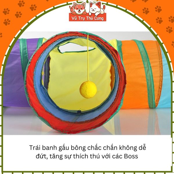Đồ chơi cho mèo đường hầm chui có bóng tròn2
