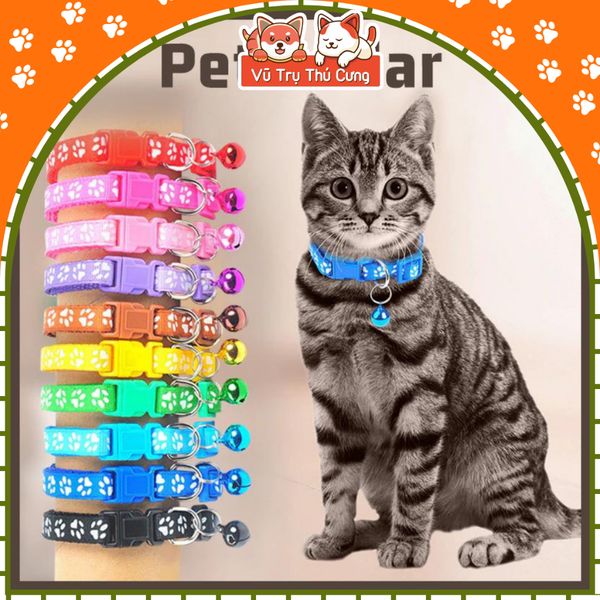 Vòng cổ chó mèo thú cưng nhiều màu sắc với họa tiết chân thú