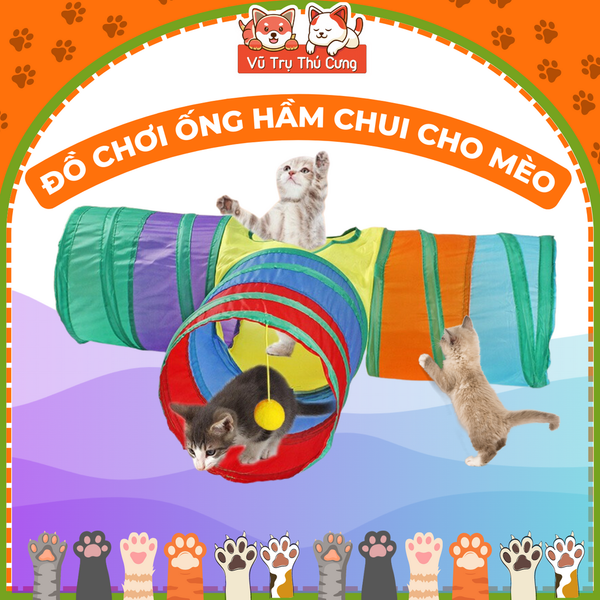 Đồ chơi cho mèo đường hầm chui có bóng tròn2