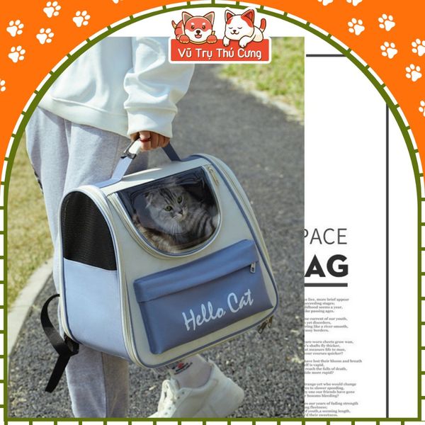 Balo vận chuyển chó mèo thoáng khí Hello Cat