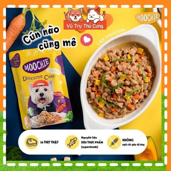 Pate Moochie Sốt Bò Gà, rau củ quả dành cho Chó 85g