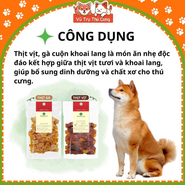 Snack Cho Chó Thịt Cuộn Khoai Lang Natural Core 110g