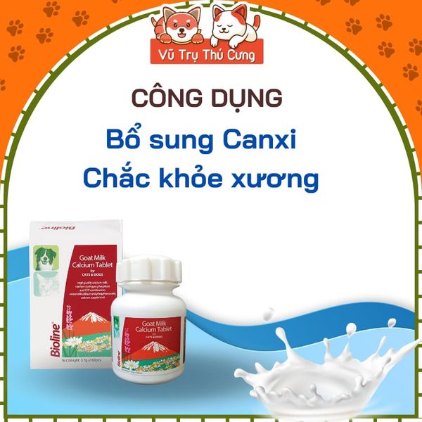Viên sữa dê bổ sung Canxi cho Chó mèo Bioline