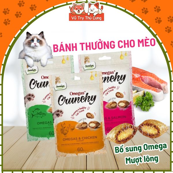 Bánh Thưởng Cho Mèo Crunchy Bổ Sung Omega Mượt Lông 60g
