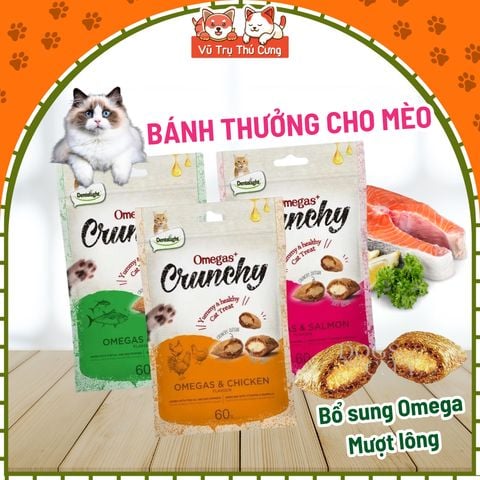 Bánh Thưởng Cho Mèo Crunchy Bổ Sung Omega Mượt Lông 60g