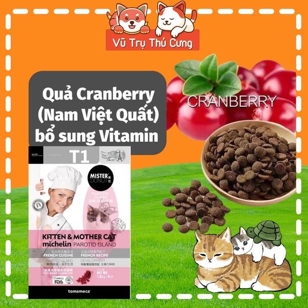 Hạt Mister Donut T1 dành cho Mèo con, mèo mẹ mang thai, gói 1,8Kg