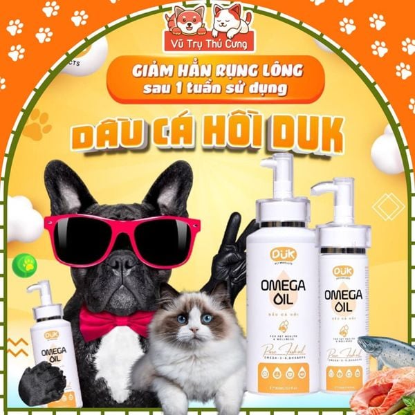 Dầu cá hồi dưỡng lông mềm mượt, ngăn rụng lông cho Chó Mèo DUK 150ml