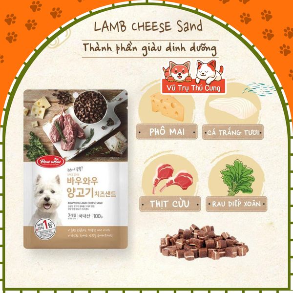 Snack Cho Chó Phô Mai Viên Mix Thịt Cừu Bowwow Hàn Quốc 100g