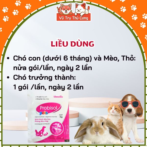 Combo 10 Gói Men tiêu hoá cho chó mèo Probisol - Hỗ trợ tiêu hoá, bổ sung Vitamin cho chó mèo