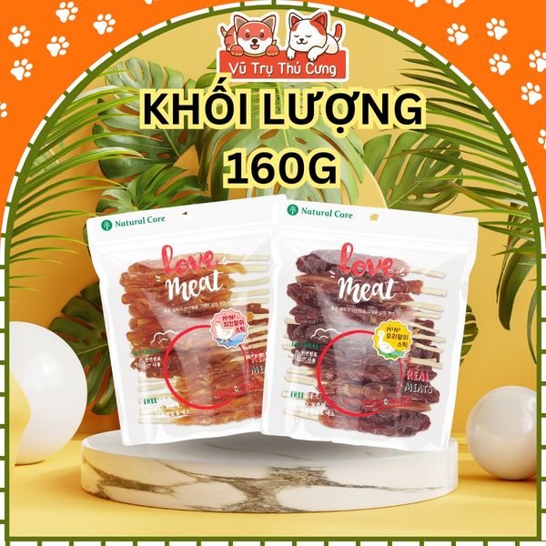 Snack cho chó cuộn Da bò Natural Core 160g - Vị thịt gà, thịt vịt