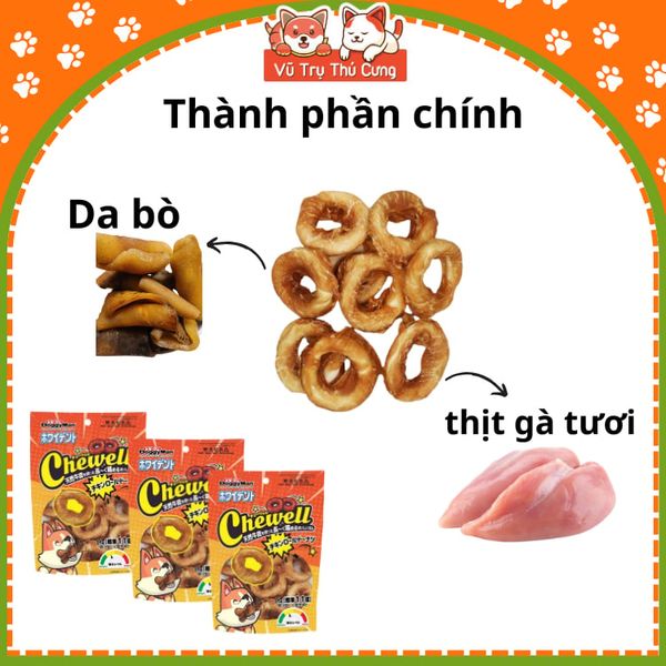 Snack Cho Chó Bánh Donut Da Bò Cuộn Thịt Gà DoggyMan 11 cây