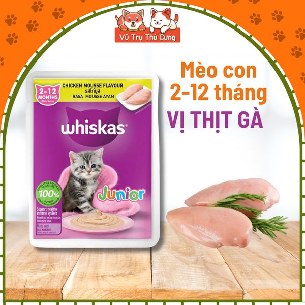 Pate Whiskas dành cho mèo con, mèo trưởng thành 80g