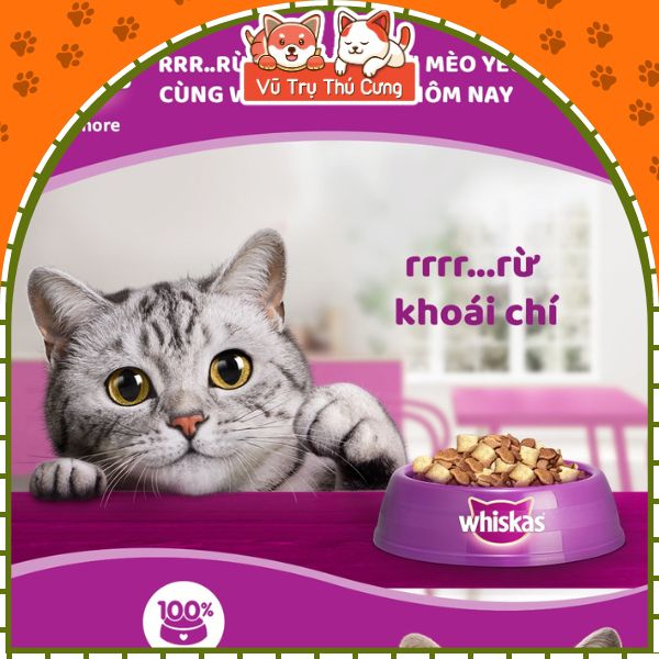 Hạt Whiskas dành cho mèo trưởng thành đủ 3 vị, túi 1.2Kg