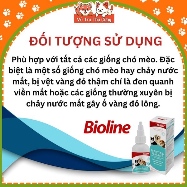 Dung dịch lau mắt cho chó mèo Bioline 50ml