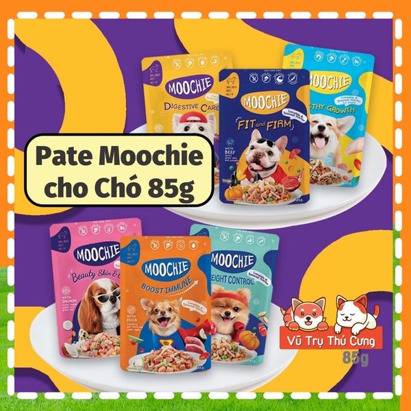Pate Moochie Sốt Bò Gà, rau củ quả dành cho Chó 85g