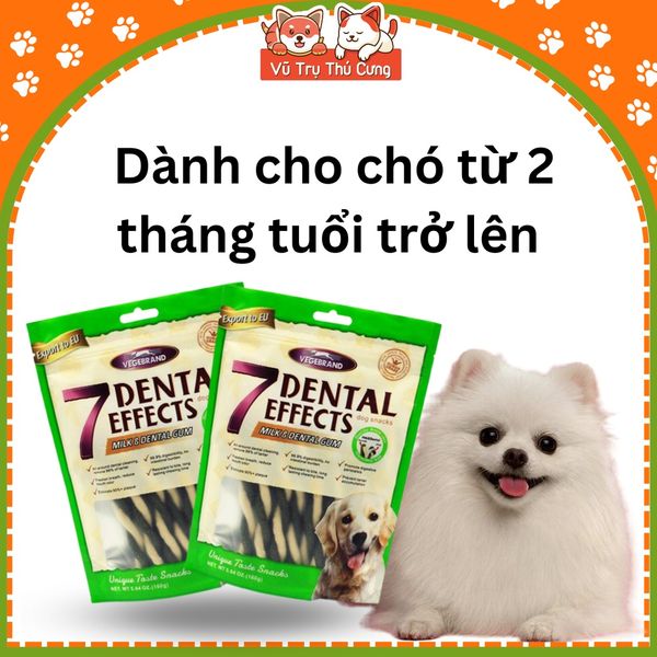 Xương gặm 7Dental Effects cho chó 160g - Sạch răng, thơm miệng, bổ sung canxi
