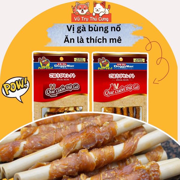 Snack Cho Chó Dạng Que Cuộn Thịt Gà DoggyMan (10 que)