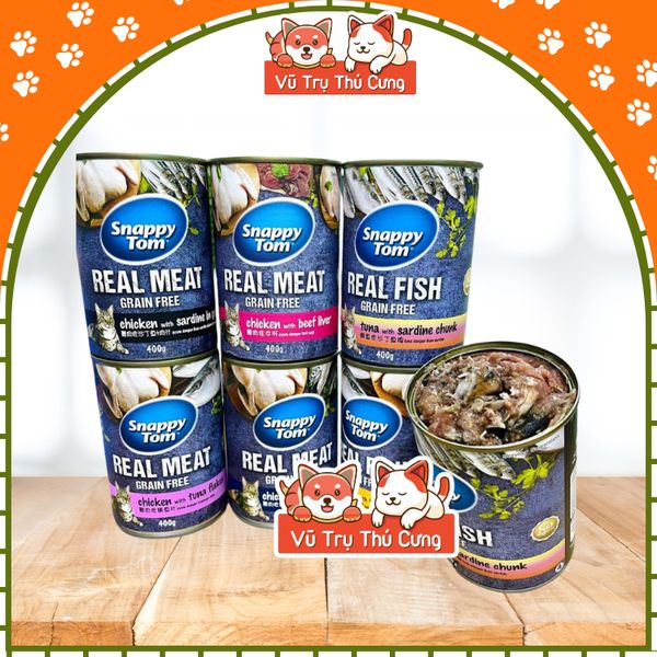 Pate lon Snappy Tom cho Mèo 400g, đủ hương vị