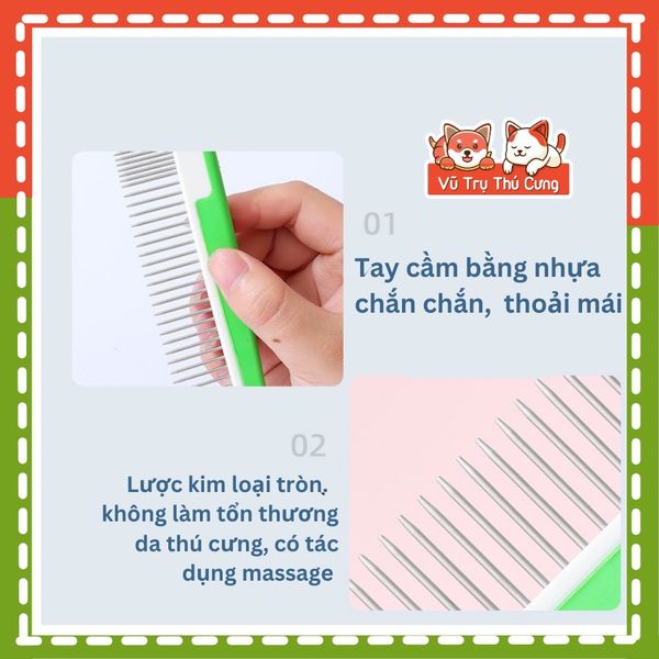 Lược thẳng chải lông thú cưng Taotaopets, gỡ rối cho chó mèo chất liệu Inox