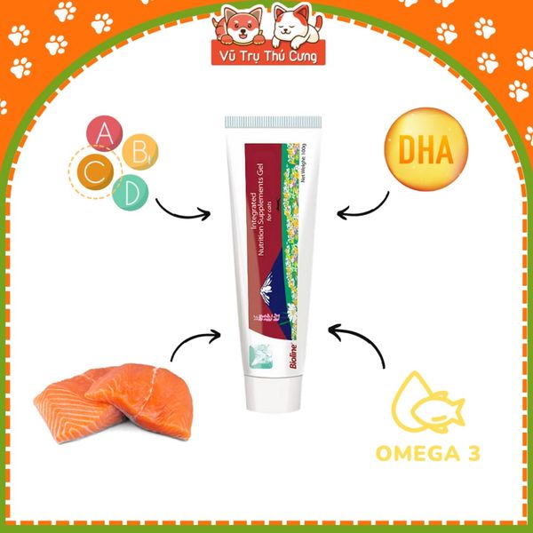 Gel Dinh Dưỡng cho Mèo biếng ăn BIOLINE 100g, giúp bổ sung Vitamin và mượt lông da
