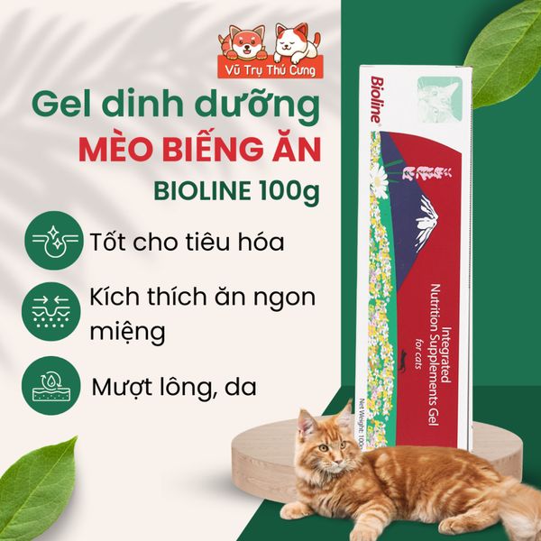 Gel Dinh Dưỡng cho Mèo biếng ăn BIOLINE 100g, giúp bổ sung Vitamin và mượt lông da