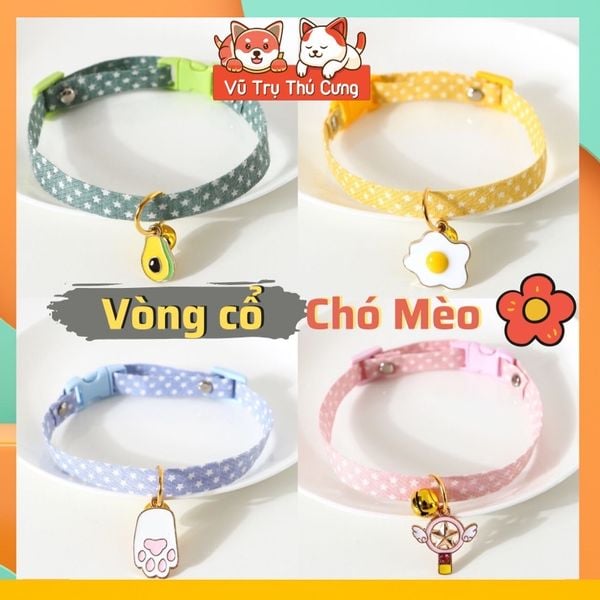 Vòng cổ Chó Mèo có chuông lục lạc kèm Charm Cute
