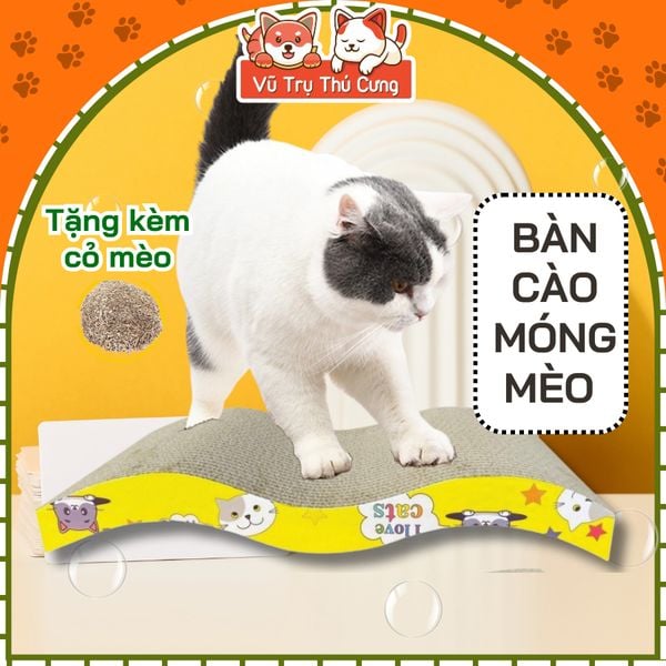 Đồ chơi bàn cào móng cho Mèo bằng carton giúp Mèo thư giãn,  kèm cỏ mèo