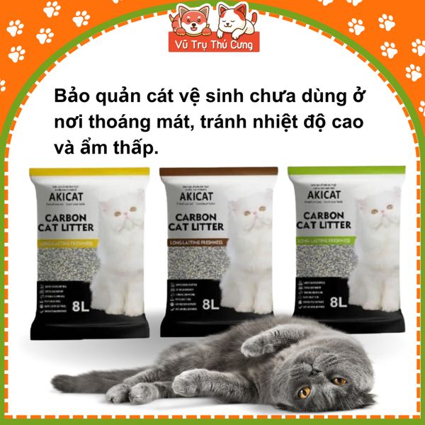 Combo 3 túi Cát vệ sinh cho Mèo than hoạt tính Akicat 8L