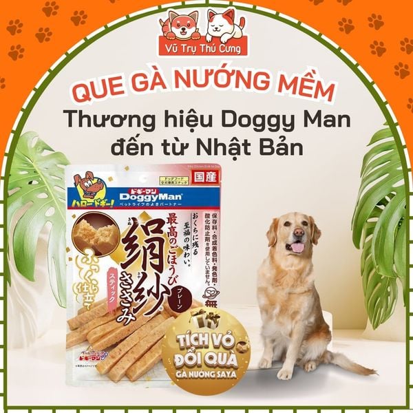 Snack Cho Chó Que Gà Nướng Mềm Saya Doggy Man 100g