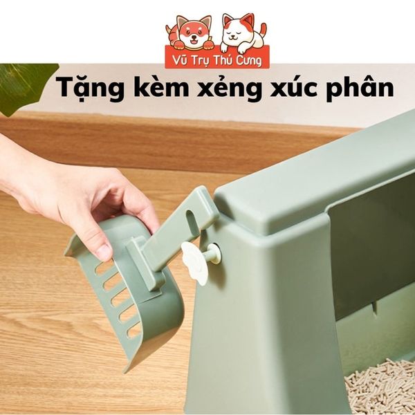 Nhà vệ sinh cho Mèo thành cao, chống văng cát, tặng kèm xẻng