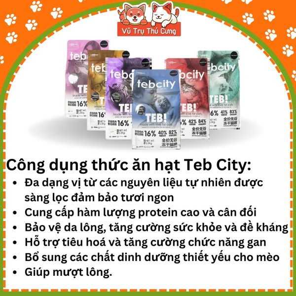 Thức ăn Hạt cho mèo Tebcity mix topping thịt gà siêu dinh dưỡng, không ngũ cốc 1,5Kg2