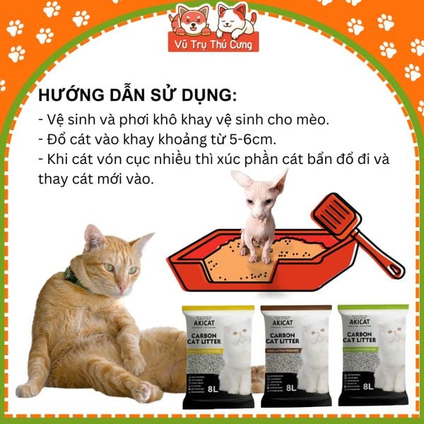 Cát vệ sinh cho Mèo than hoạt tính AKICAT 8L