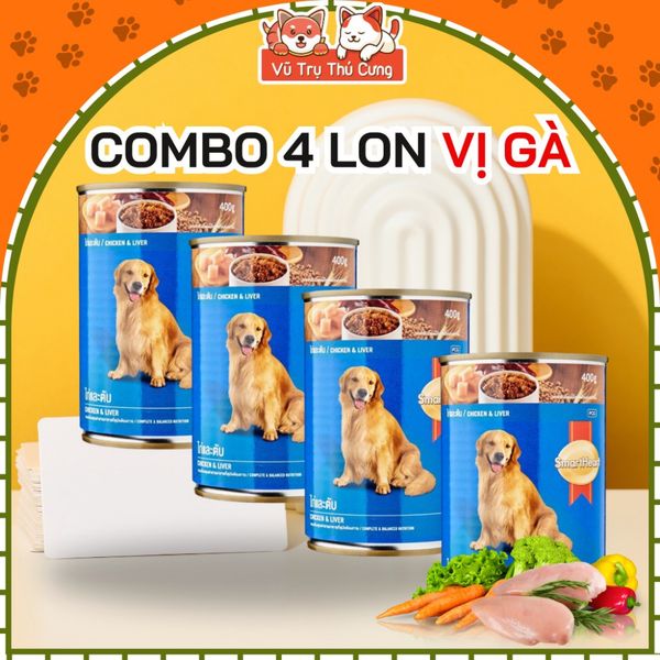 Combo 4 Lon Pate Smartheart Thái Lan Cho Chó 400g