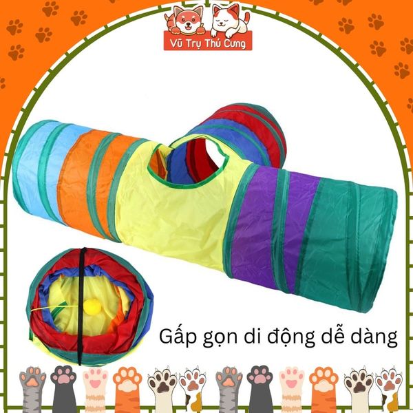 Đồ chơi cho mèo đường hầm chui có bóng tròn2