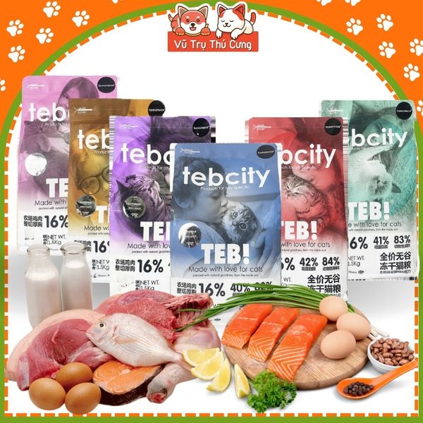 Hạt Cho Mèo Tebcity Không Độn Ngũ Cốc, Topping Gà Sấy 1Kg