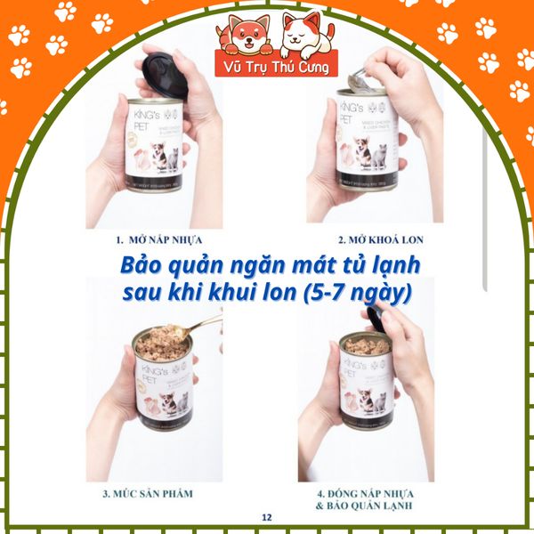 Pate King Pet Cho Chó Mèo Từ Thịt và Rau Củ  Lon 380g
