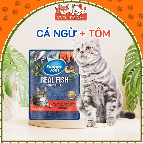 Pate Snappy Tom cho Mèo gói 85g, thành phần thịt thật, không ngũ cốc