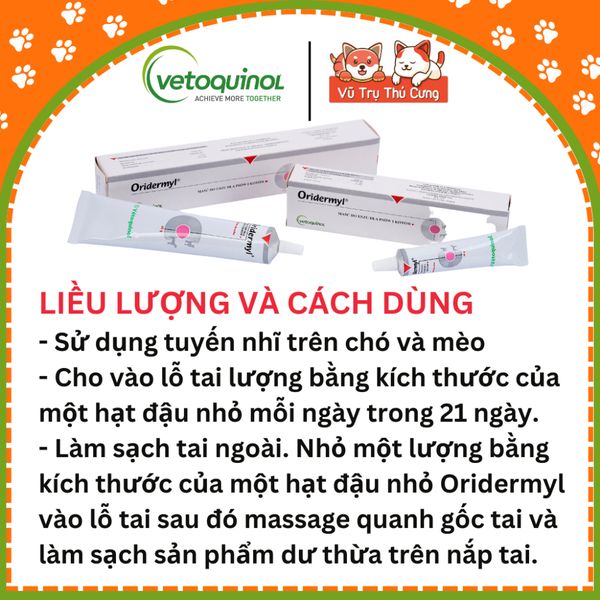Nhỏ vệ sinh tai chó mèo, ve tai, rận tai, hôi tai OTOKLEN, ORIDERMYL