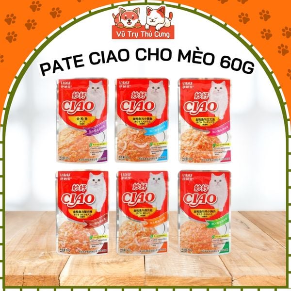 Pate Ciao cho Mèo gói 60g, Thức ăn ướt cho Mèo